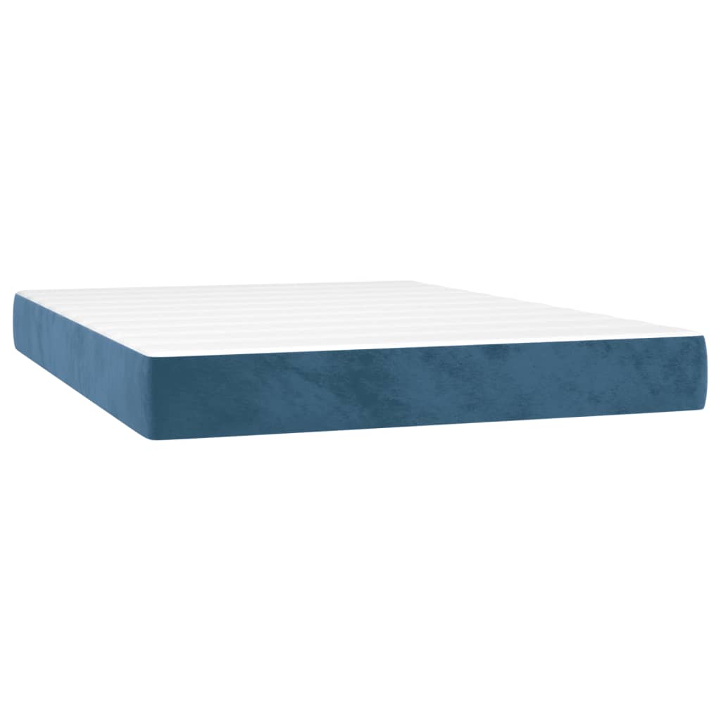 vidaXL Κρεβάτι Boxspring με Στρώμα Σκούρο Μπλε 140x190 εκ. Βελούδινο