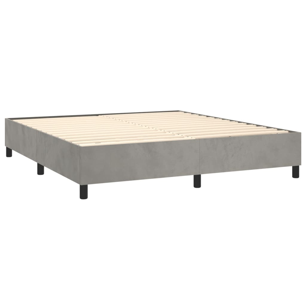 vidaXL Κρεβάτι Boxspring με Στρώμα Ανοιχτό Γκρι 180x200 εκ. Βελούδινο