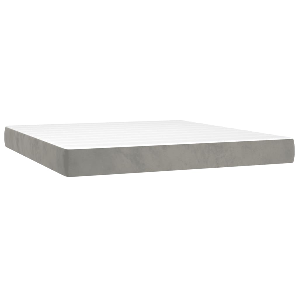 vidaXL Κρεβάτι Boxspring με Στρώμα Ανοιχτό Γκρι 180x200 εκ. Βελούδινο