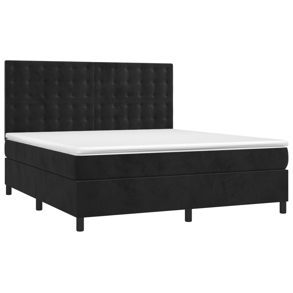 vidaXL Κρεβάτι Boxspring με Στρώμα Μαύρο 180x200 εκ. Βελούδινο