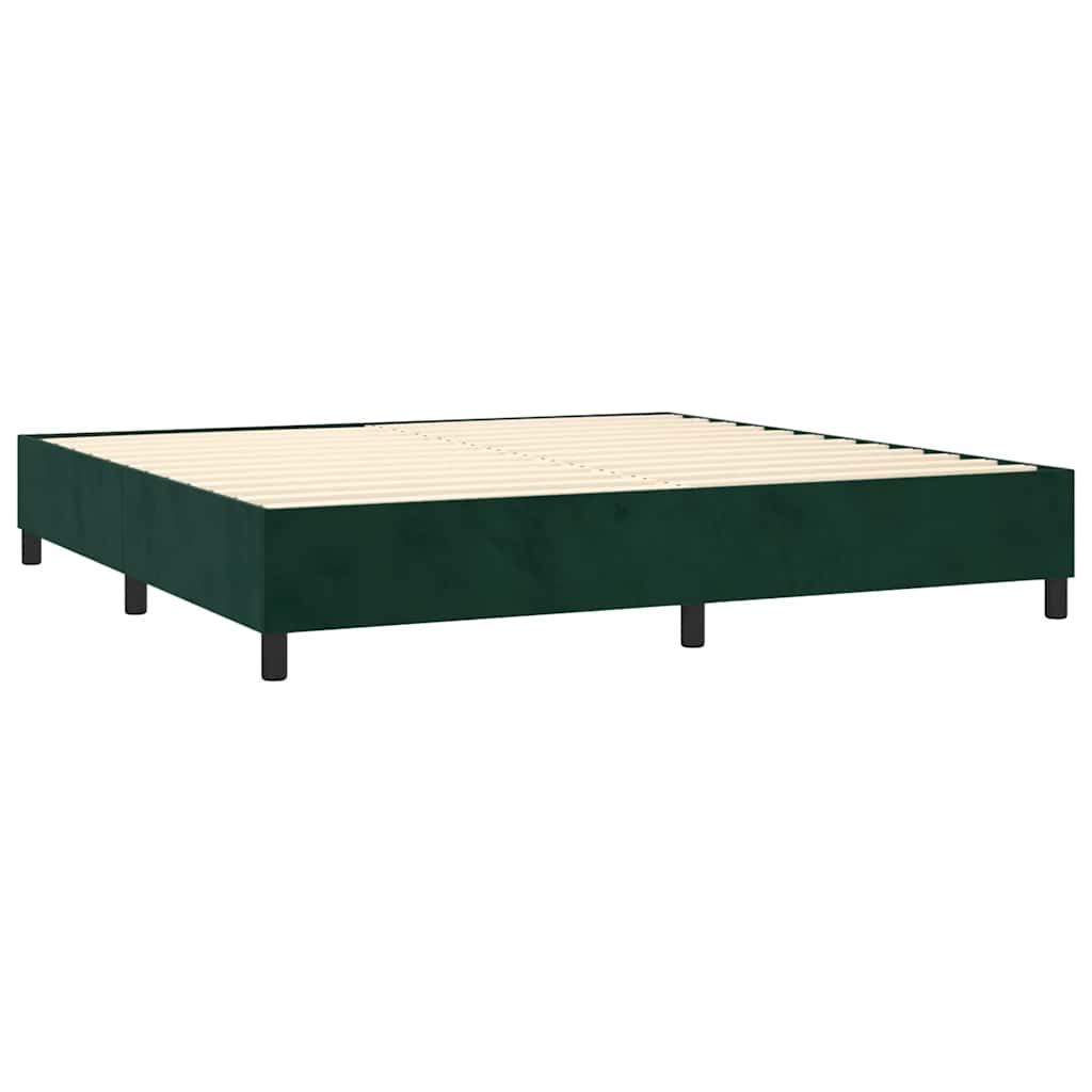 vidaXL Κρεβάτι Boxspring με Στρώμα Σκούρο Πράσινο 200x200εκ. Βελούδινο
