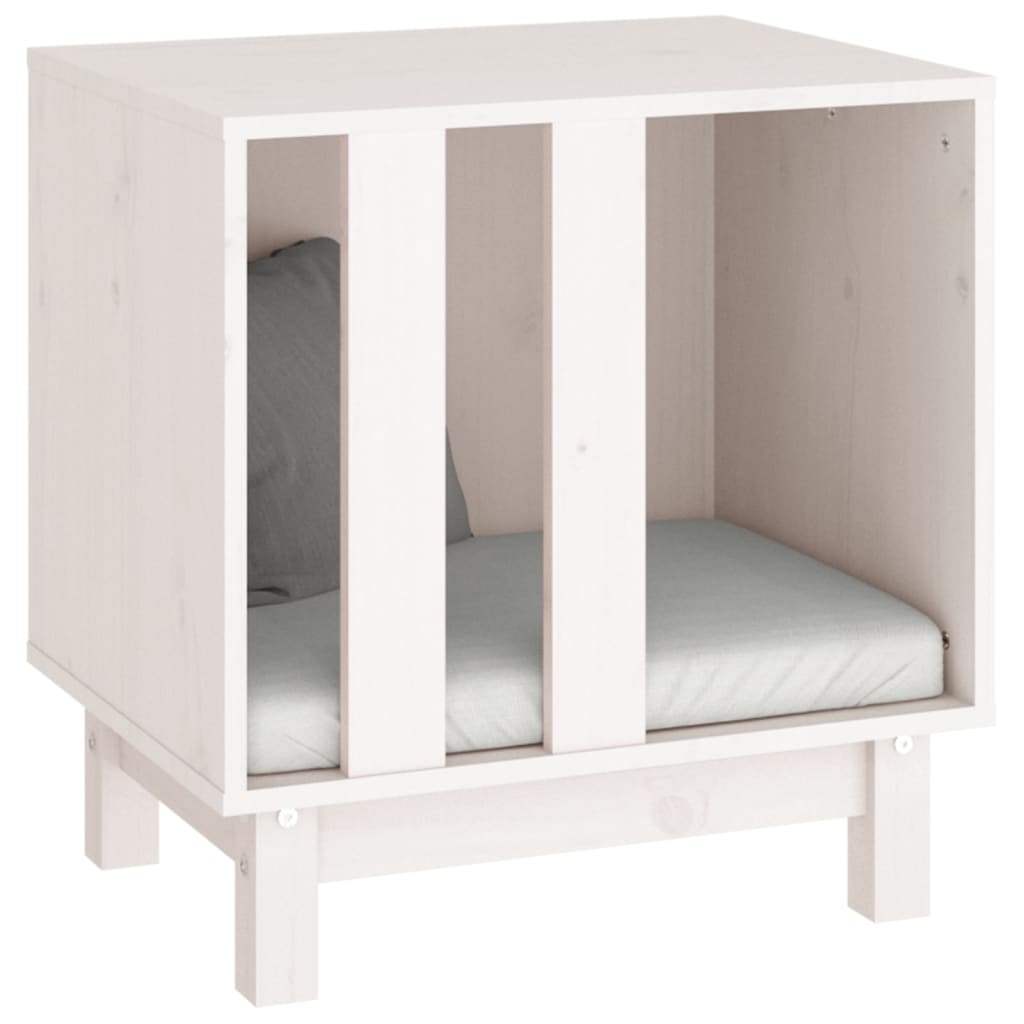 vidaXL Σπιτάκι Σκύλου Λευκό 50 x 40 x 52 εκ. από Μασίφ Ξύλο Πεύκου