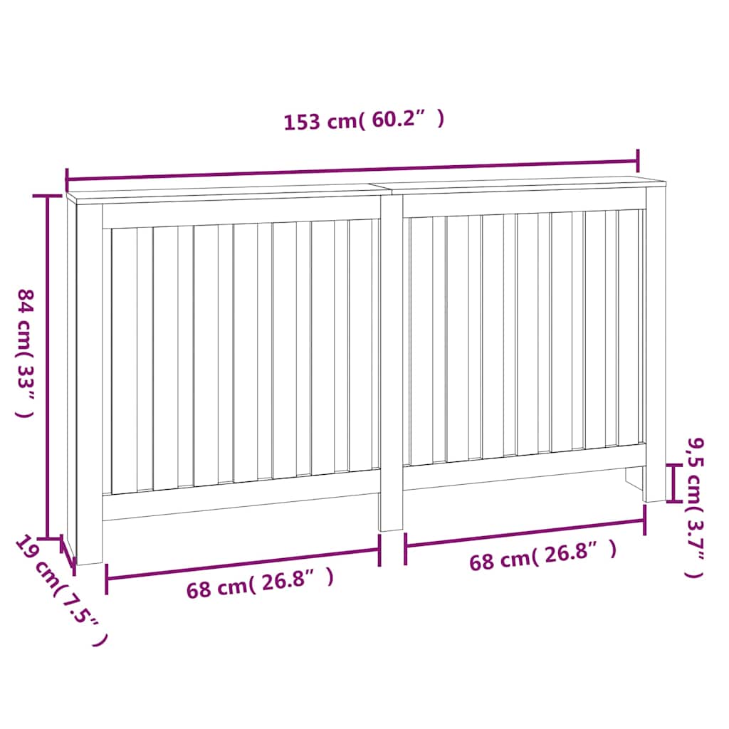 vidaXL Κάλυμμα Καλοριφέρ Λευκό 153 x19 x 84 εκ. από Μασίφ Ξύλο Πεύκου