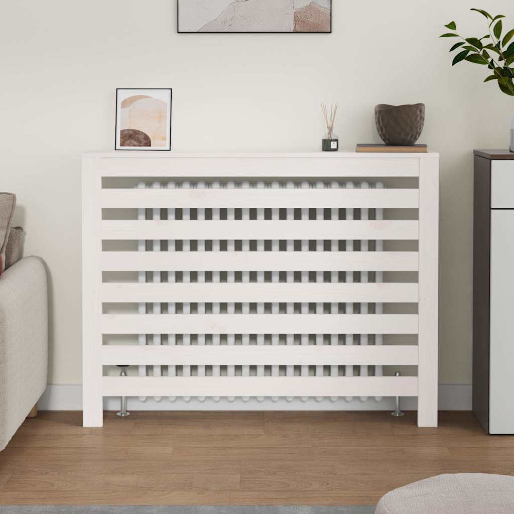 vidaXL Κάλυμμα Καλοριφέρ Λευκό 108,5x19x84 εκ. από Μασίφ Ξύλο Πεύκου
