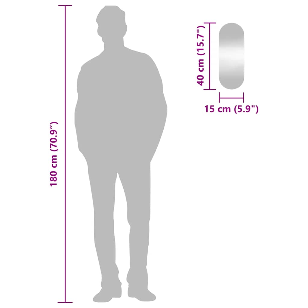 vidaXL Καθρέφτης Τοίχου Οβάλ 15 x 40 εκ. από Γυαλί