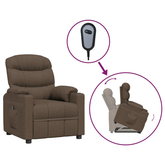 vidaXL Πολυθρόνα με Ανύψωση Καφέ Υφασμάτινη