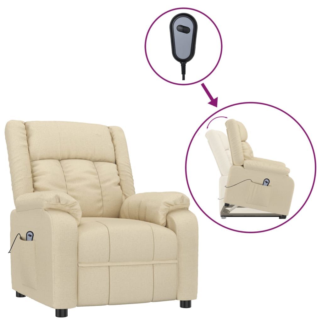 vidaXL Πολυθρόνα με Ανύψωση Κρεμ Υφασμάτινη