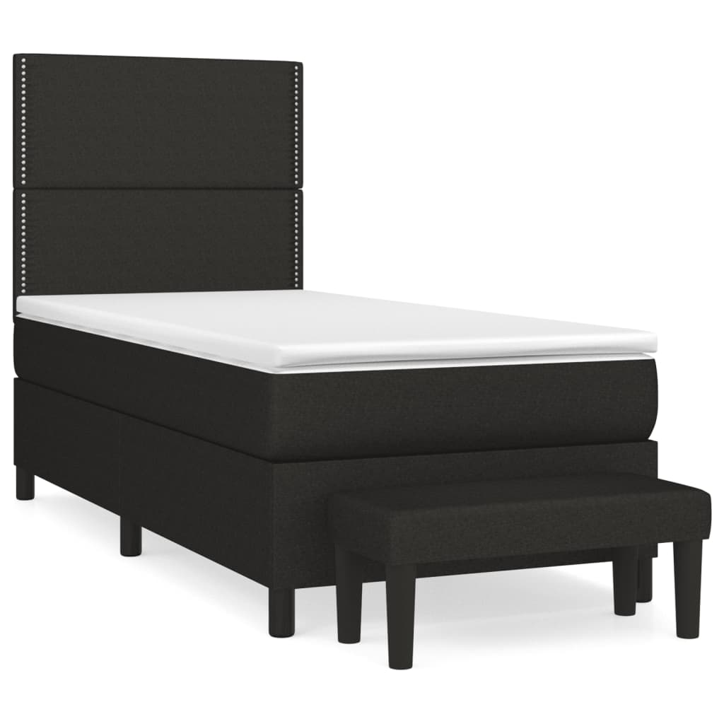 vidaXL Κρεβάτι Boxspring με Στρώμα Μαύρο 90x200 εκ. Υφασμάτινο