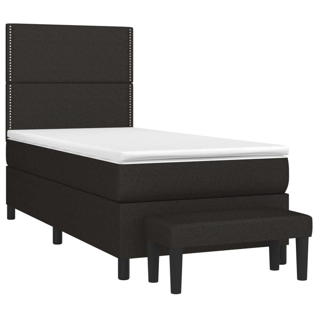 vidaXL Κρεβάτι Boxspring με Στρώμα Μαύρο 90x200 εκ. Υφασμάτινο