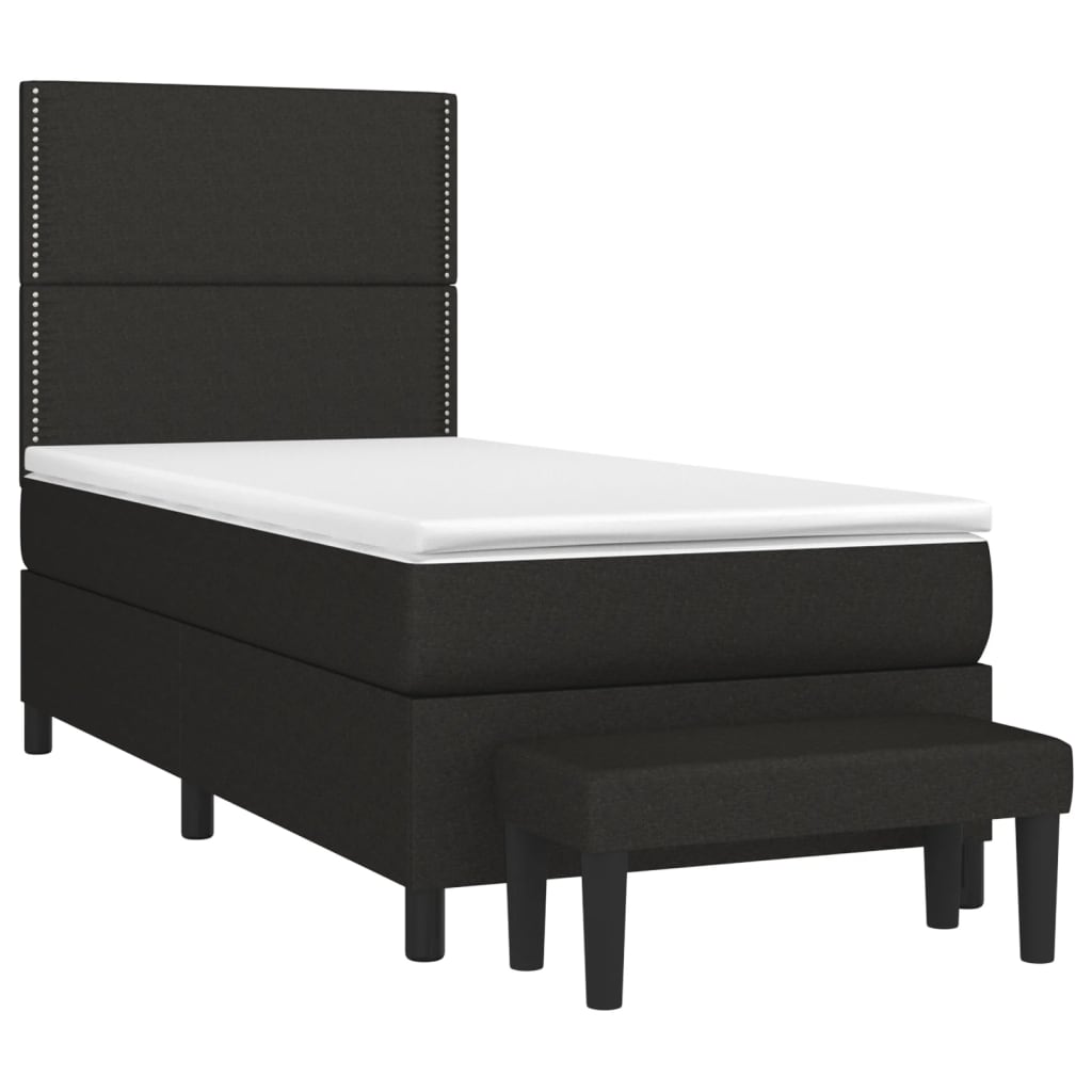 vidaXL Κρεβάτι Boxspring με Στρώμα Μαύρο 100 x 200 εκ. Υφασμάτινο