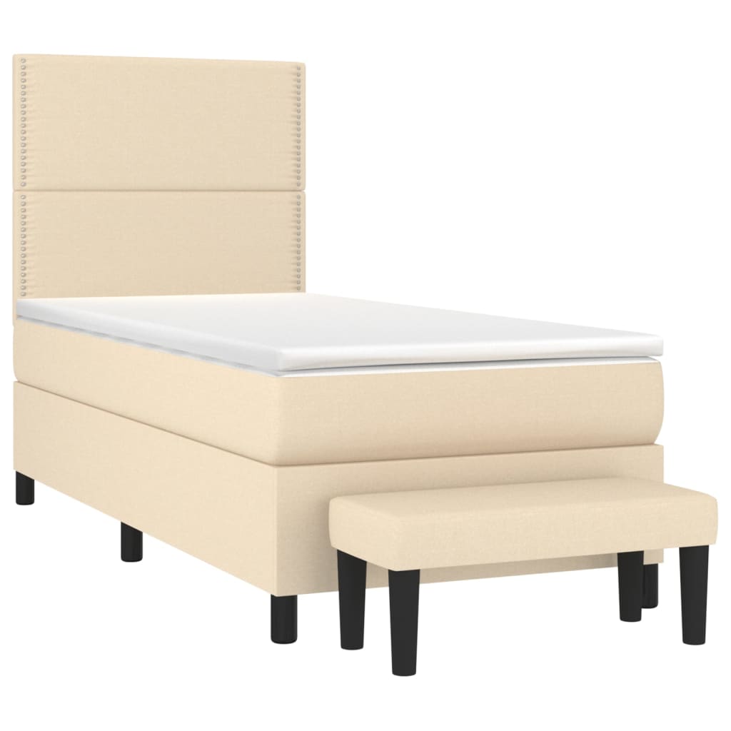 vidaXL Κρεβάτι Boxspring με Στρώμα Κρεμ 100 x 200 εκ. Υφασμάτινο