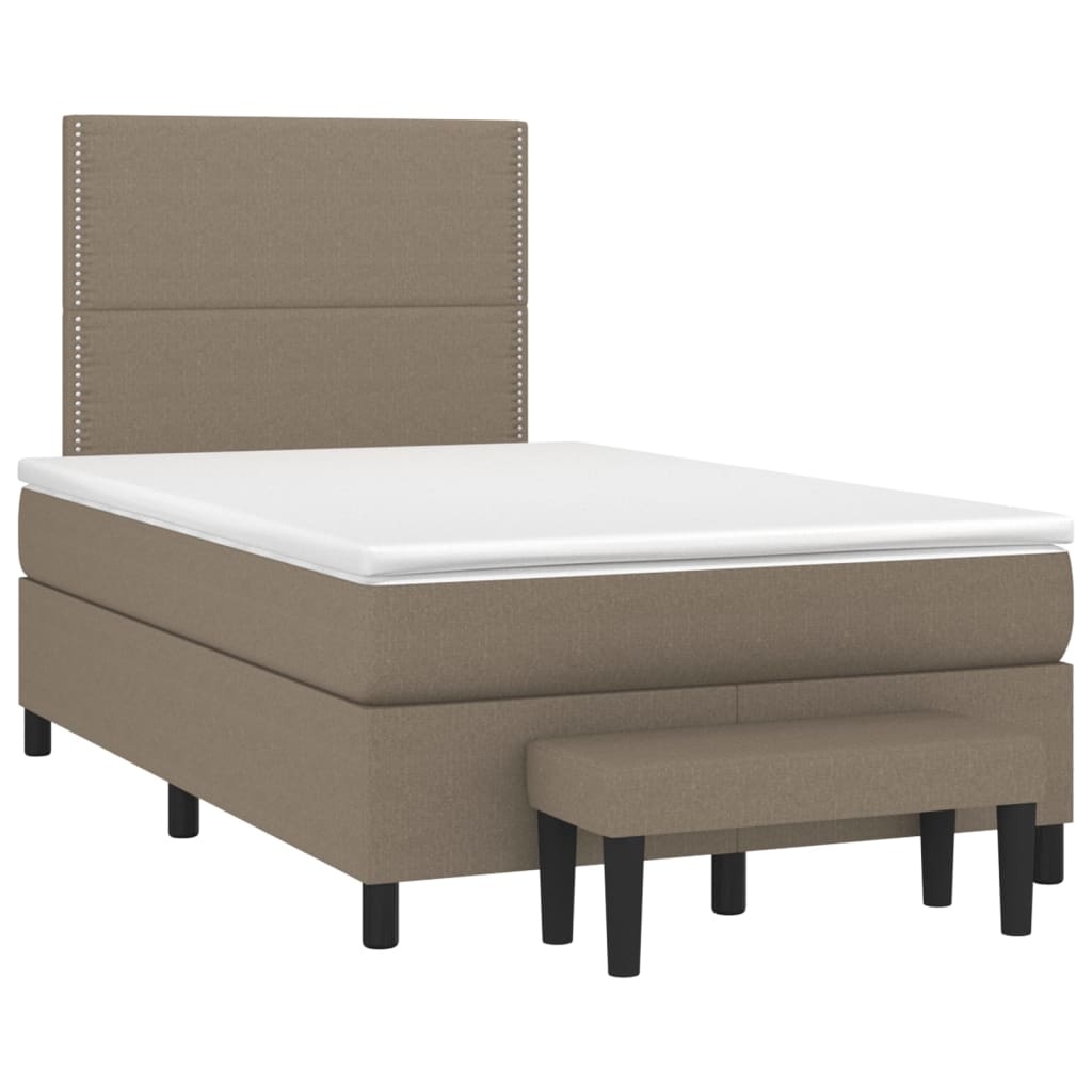 vidaXL Κρεβάτι Boxspring με Στρώμα Taupe 120x200 εκ. Υφασμάτινο