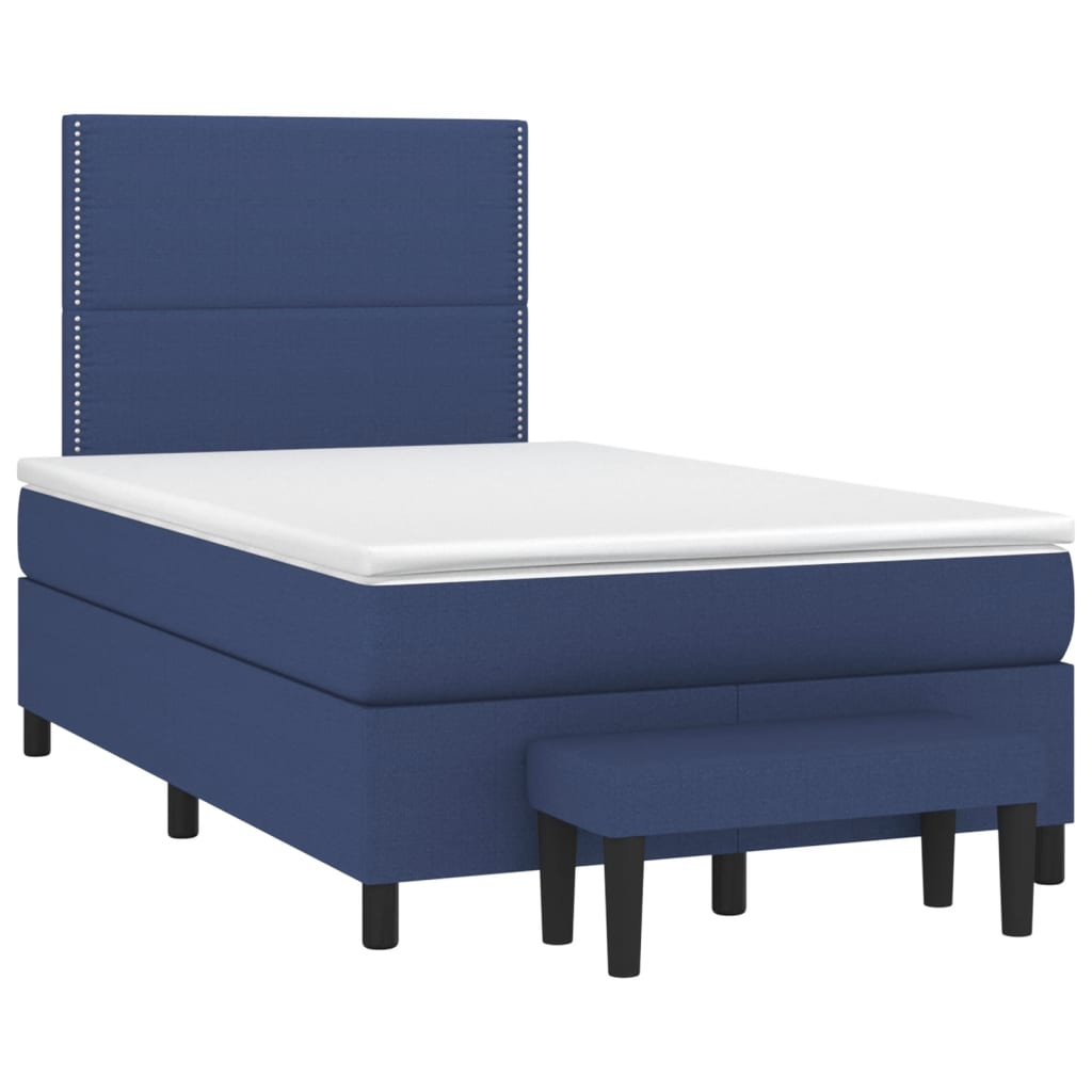 vidaXL Κρεβάτι Boxspring με Στρώμα Μπλε 120x200 εκ. Υφασμάτινο