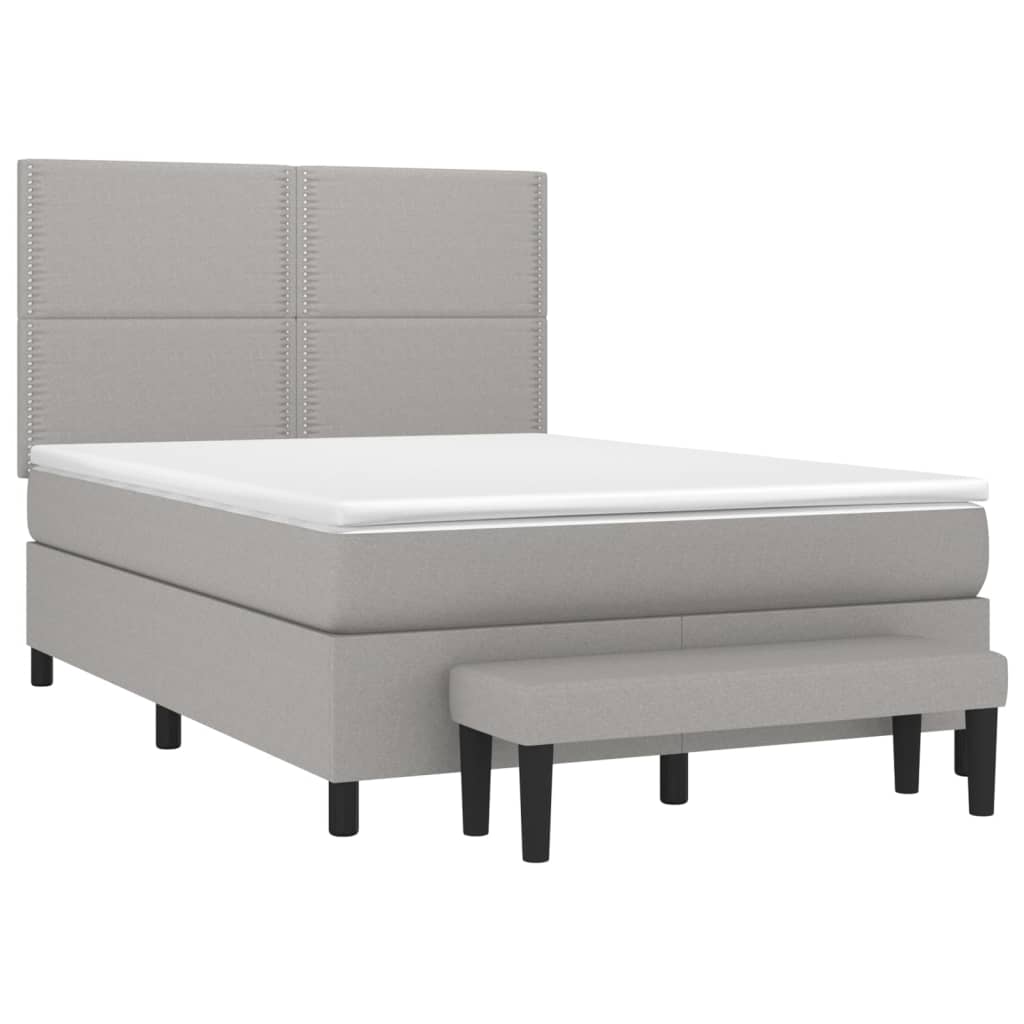 vidaXL Κρεβάτι Boxspring με Στρώμα Ανοιχτό Γκρι 140x200 εκ. Υφασμάτινο