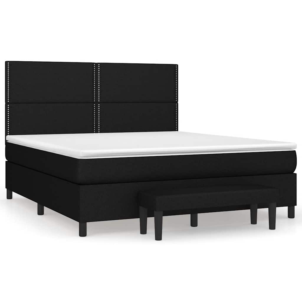 vidaXL Κρεβάτι Boxspring με Στρώμα Μαύρο 160x200 εκ. Υφασμάτινο