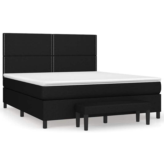 vidaXL Κρεβάτι Boxspring με Στρώμα Μαύρο 160x200 εκ. Υφασμάτινο