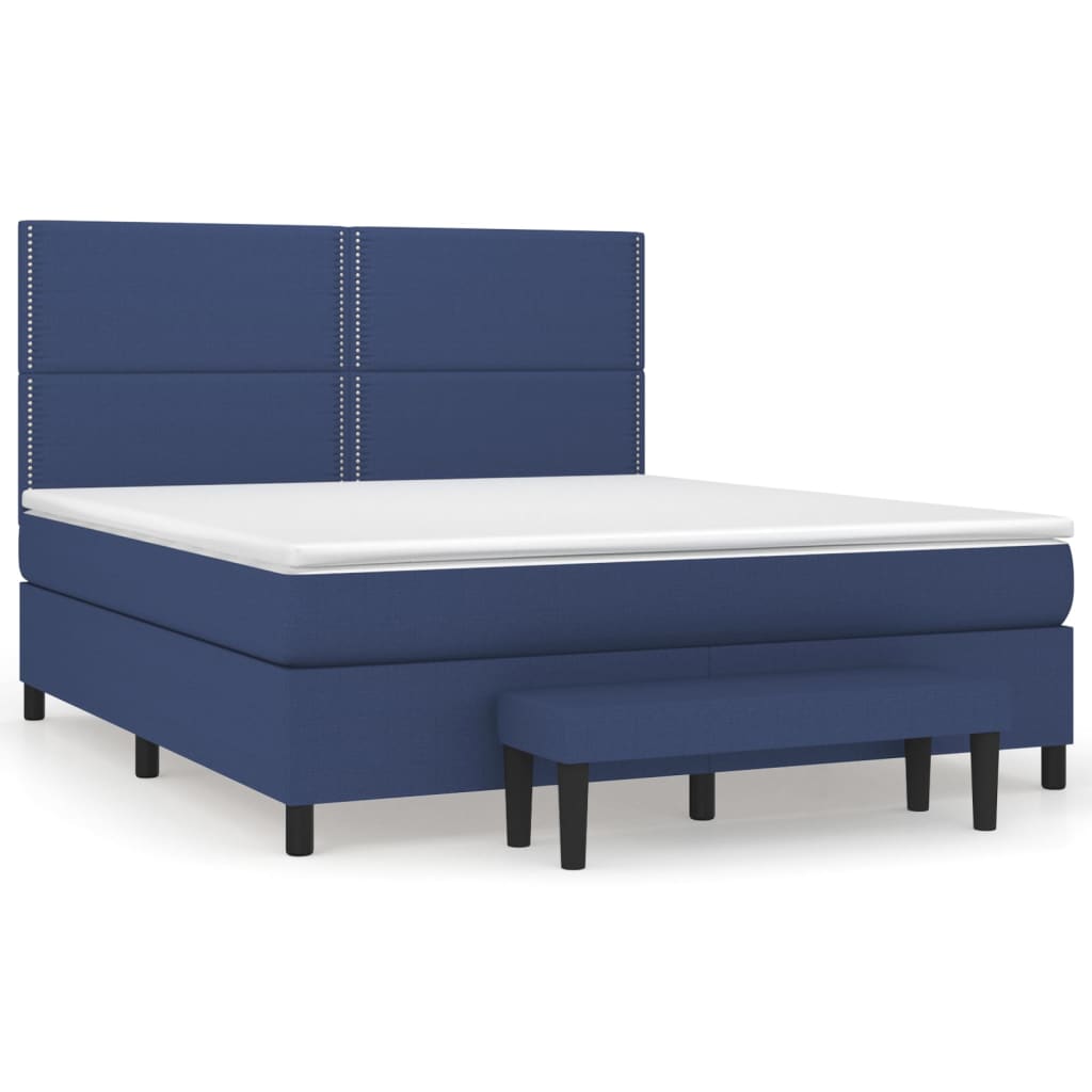 vidaXL Κρεβάτι Boxspring με Στρώμα Μπλε 180x200 εκ. Υφασμάτινο