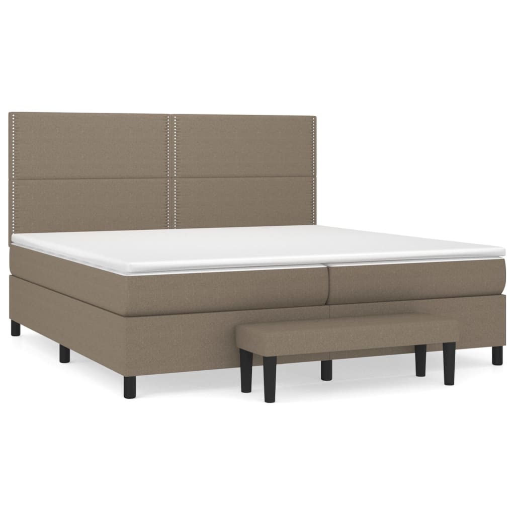 vidaXL Κρεβάτι Boxspring με Στρώμα Taupe 200x200 εκ. Υφασμάτινο