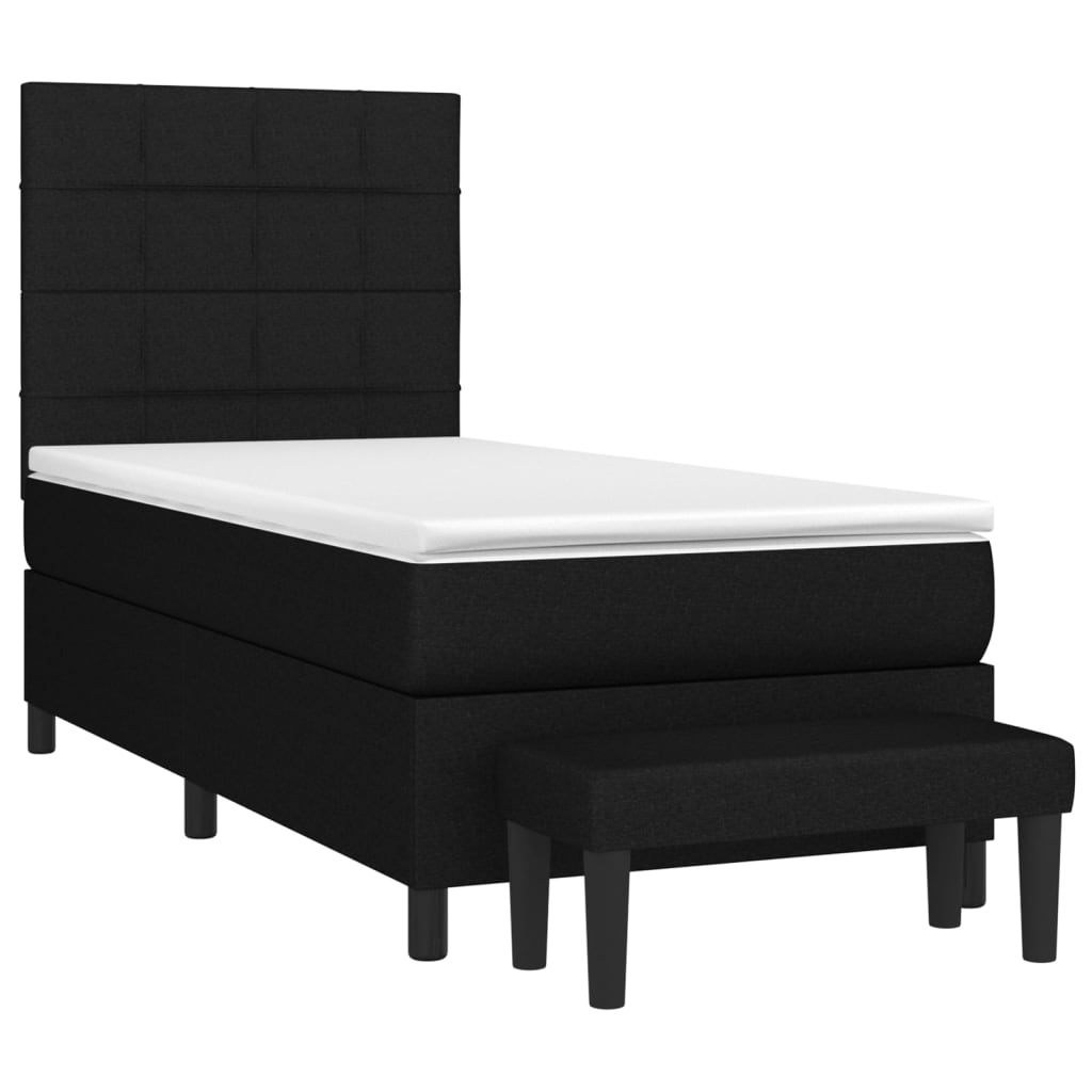 vidaXL Κρεβάτι Boxspring με Στρώμα Μαύρο 80 x 200 εκ. Υφασμάτινο