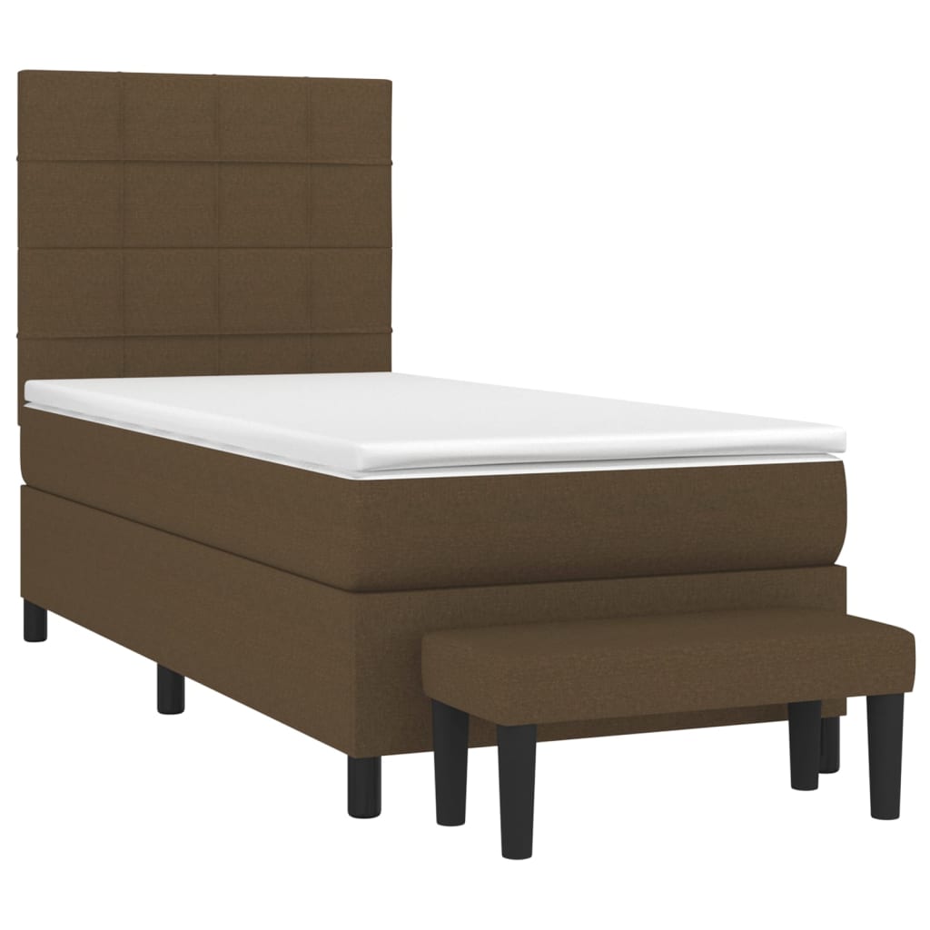 vidaXL Κρεβάτι Boxspring με Στρώμα Σκούρο Καφέ 80x200 εκ. Υφασμάτινο