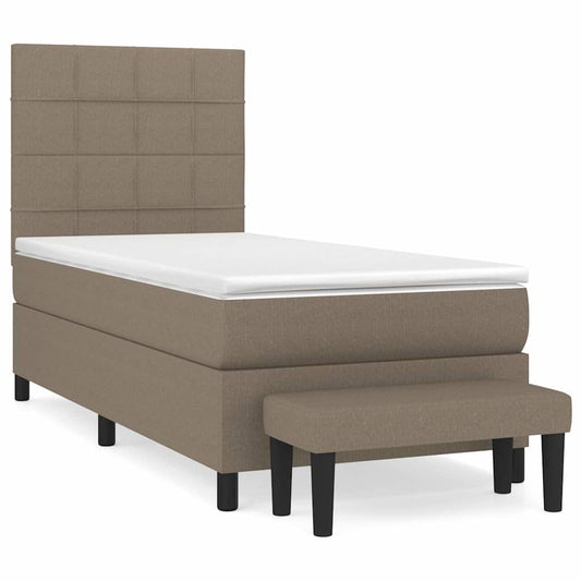 vidaXL Κρεβάτι Boxspring με Στρώμα Taupe 90x190 εκ.Υφασμάτινο