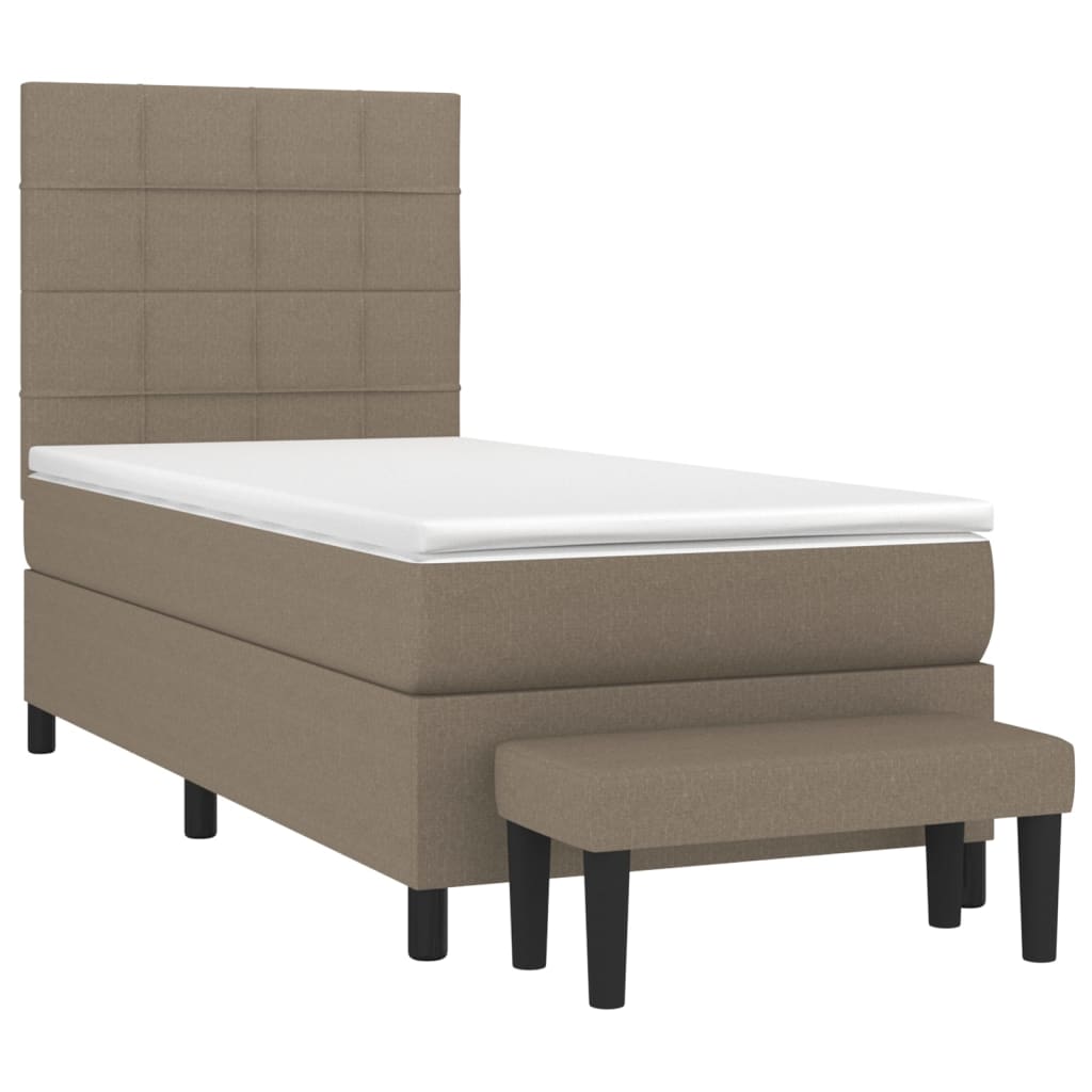 vidaXL Κρεβάτι Boxspring με Στρώμα Taupe 90x200 εκ. Υφασμάτινο