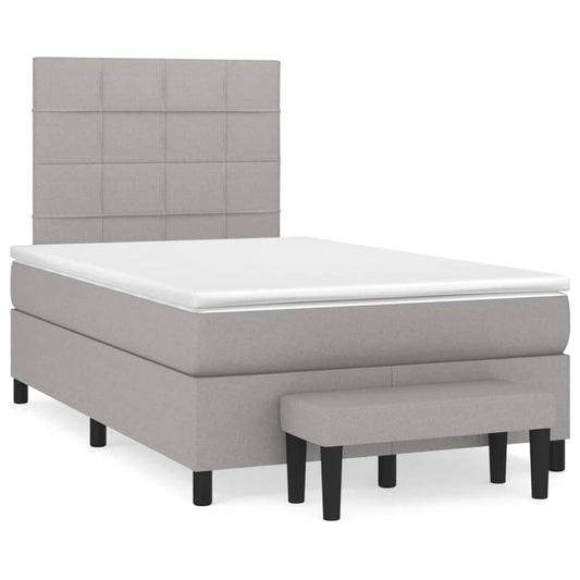 vidaXL Κρεβάτι Boxspring με Στρώμα Ανοιχτό Γκρι 120x200 εκ. Υφασμάτινο