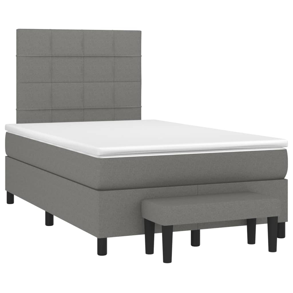 vidaXL Κρεβάτι Boxspring με Στρώμα Σκούρο Γκρι 120x200 εκ. Υφασμάτινο