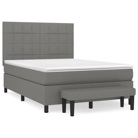 vidaXL Κρεβάτι Boxspring με Στρώμα Σκούρο Γκρι 140x190 εκ. Υφασμάτινο