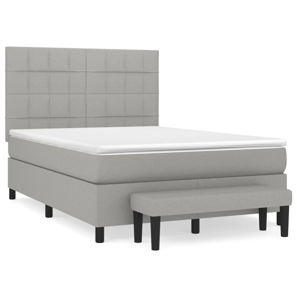 vidaXL Κρεβάτι Boxspring με Στρώμα Ανοιχτό Γκρι 140x200 εκ. Υφασμάτινο