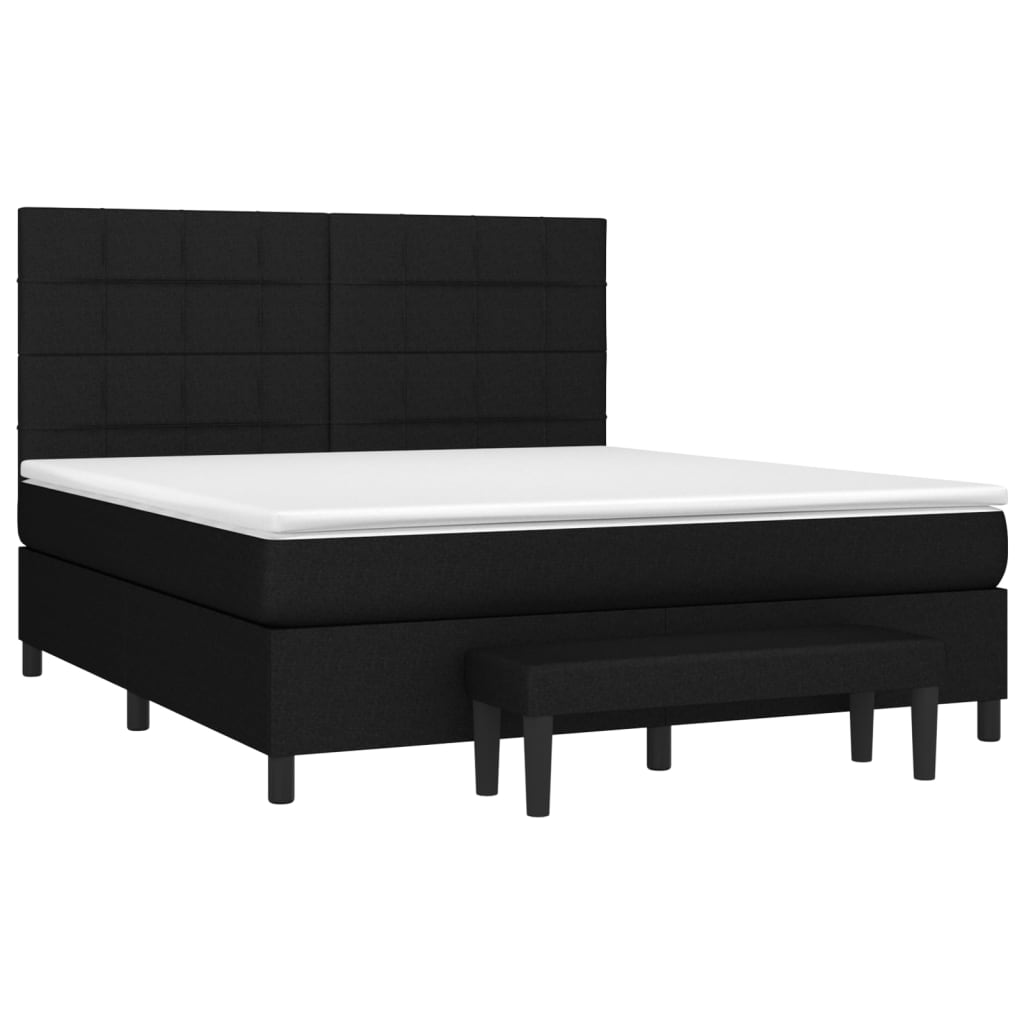 vidaXL Κρεβάτι Boxspring με Στρώμα Μαύρο 160x200 εκ. Υφασμάτινο