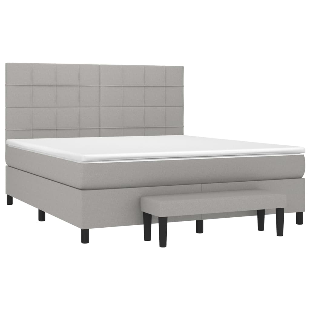 vidaXL Κρεβάτι Boxspring με Στρώμα Ανοιχτό Γκρι 180x200 εκ. Υφασμάτινο