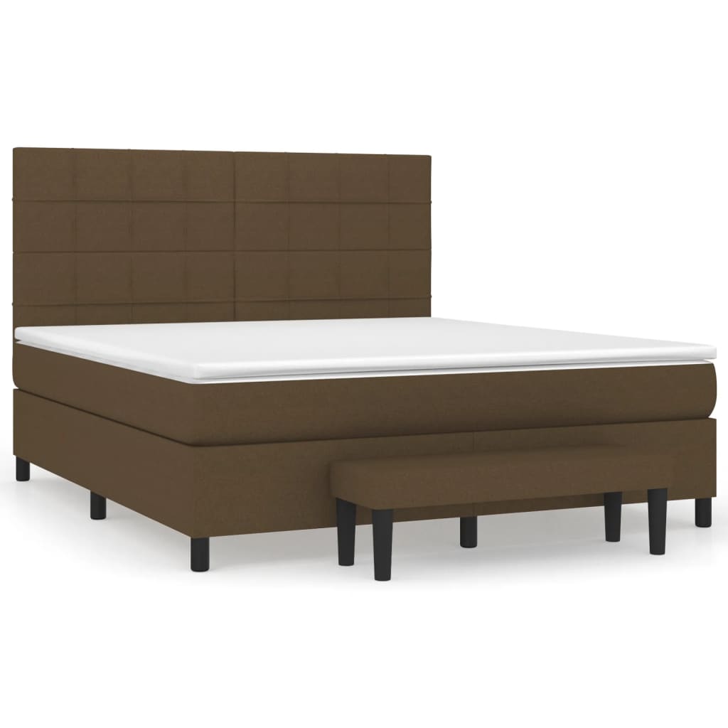 vidaXL Κρεβάτι Boxspring με Στρώμα Σκούρο Καφέ 180x200 εκ Υφασμάτινο