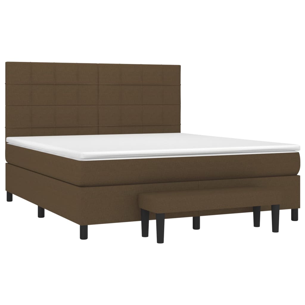 vidaXL Κρεβάτι Boxspring με Στρώμα Σκούρο Καφέ 180x200 εκ Υφασμάτινο
