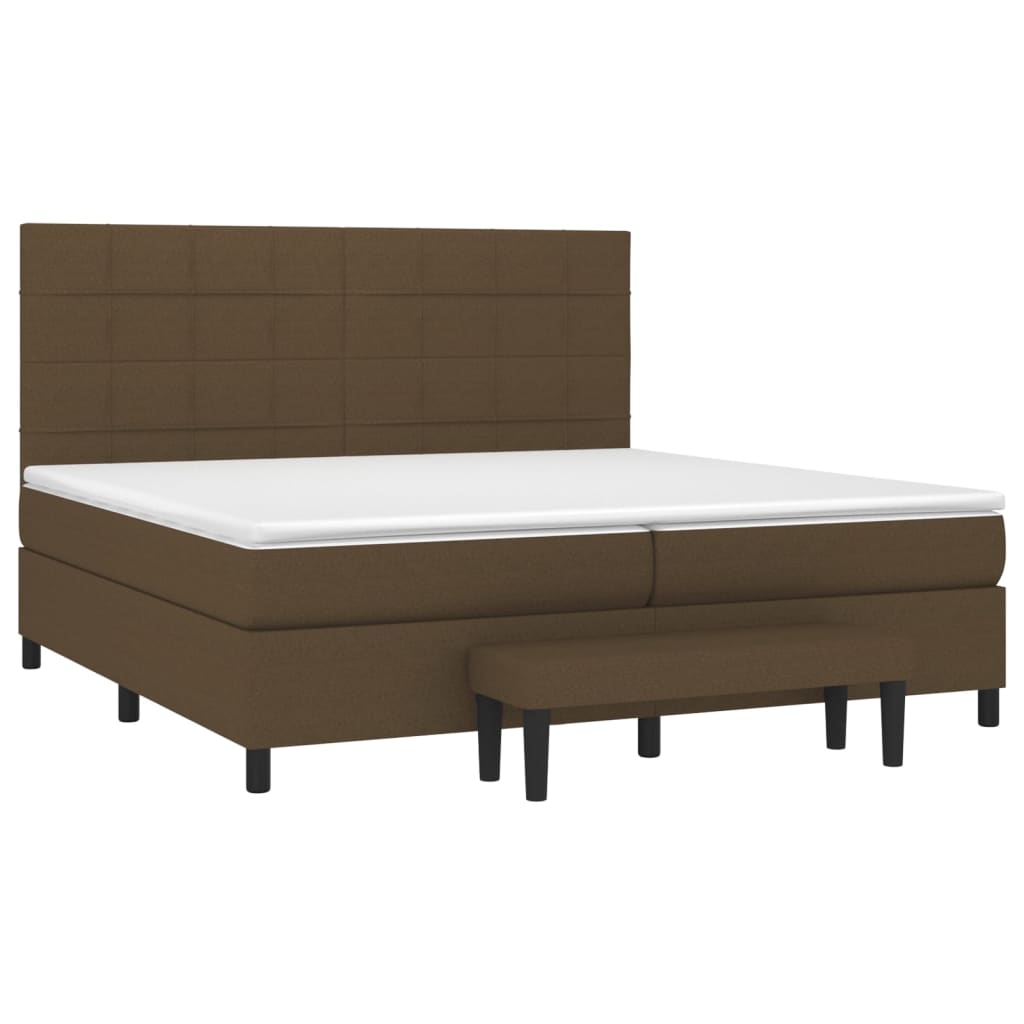 vidaXL Κρεβάτι Boxspring με Στρώμα Σκούρο Καφέ 200x200 εκ. Υφασμάτινο
