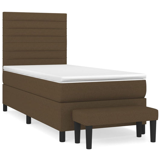 vidaXL Κρεβάτι Boxspring με Στρώμα Σκούρο Καφέ 80x200 εκ. Υφασμάτινο