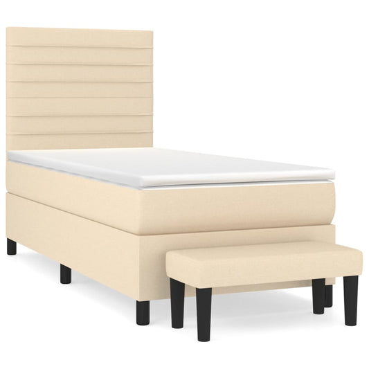 vidaXL Κρεβάτι Boxspring με Στρώμα Κρεμ 80 x 200 εκ. Υφασμάτινο