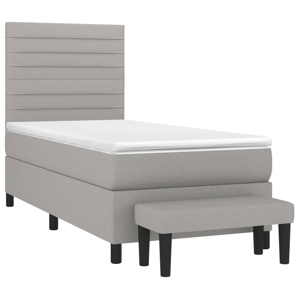 vidaXL Κρεβάτι Boxspring με Στρώμα Ανοιχτό Γκρι 100x200 εκ. Υφασμάτινο