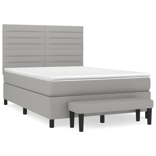 vidaXL Κρεβάτι Boxspring με Στρώμα Ανοιχτό Γκρι 140x190 εκ. Υφασμάτινο
