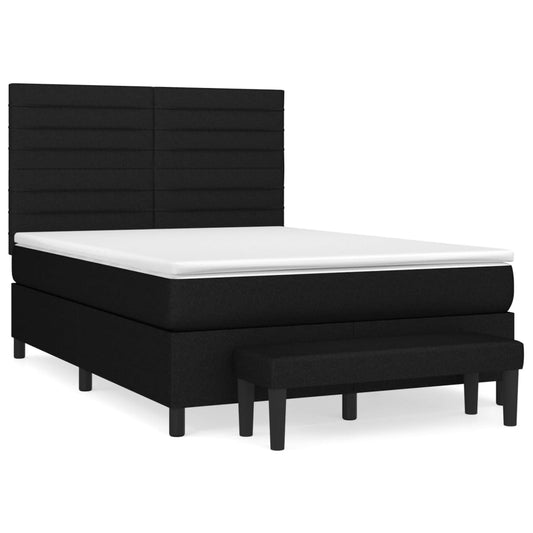 vidaXL Κρεβάτι Boxspring με Στρώμα Μαύρο 140x190 εκ. Υφασμάτινο