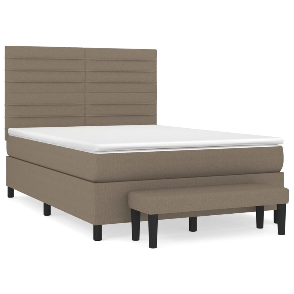 vidaXL Κρεβάτι Boxspring με Στρώμα Taupe 140x190 εκ. Υφασμάτινο
