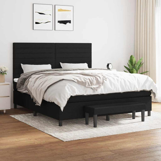 vidaXL Κρεβάτι Boxspring με Στρώμα Μαύρο 160x200 εκ. Υφασμάτινο