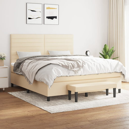 vidaXL Κρεβάτι Boxspring με Στρώμα Κρεμ 160x200 εκ. Υφασμάτινο