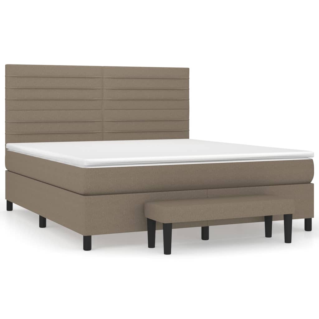 vidaXL Κρεβάτι Boxspring με Στρώμα Taupe 180x200 εκ. Υφασμάτινο