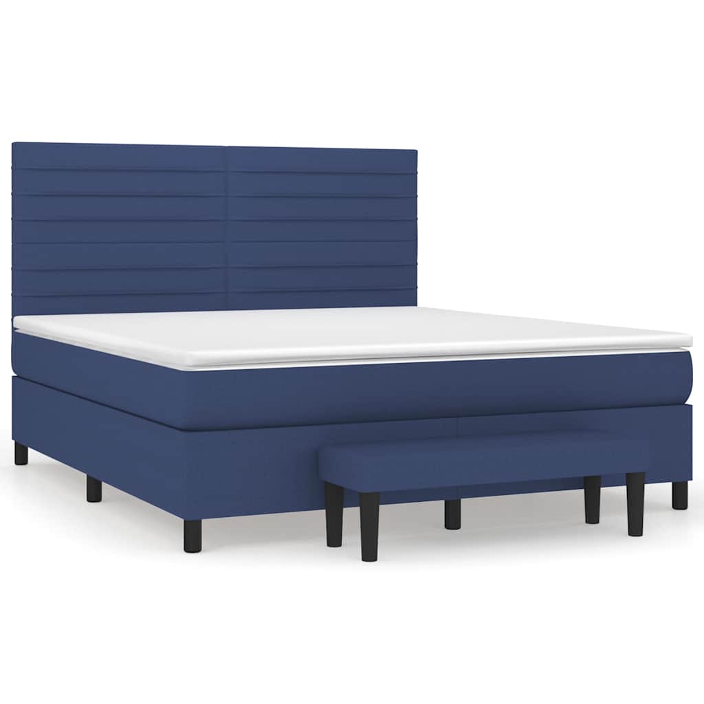 vidaXL Κρεβάτι Boxspring με Στρώμα Μπλε 180x200 εκ. Υφασμάτινο