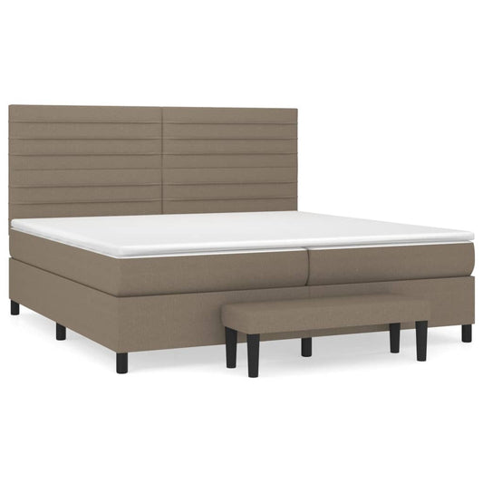 vidaXL Κρεβάτι Boxspring με Στρώμα Taupe 200x200 εκ. Υφασμάτινο