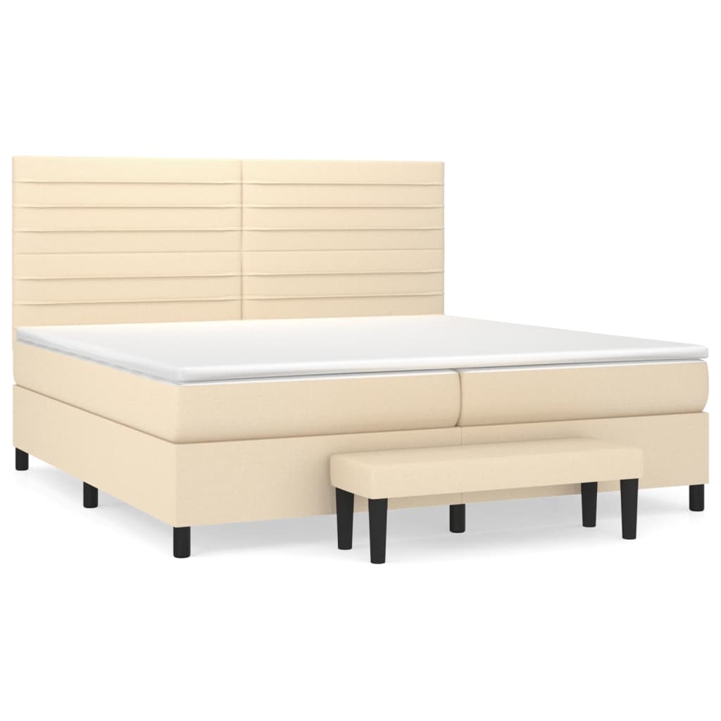 vidaXL Κρεβάτι Boxspring με Στρώμα Κρεμ 200x200 εκ. Υφασμάτινο