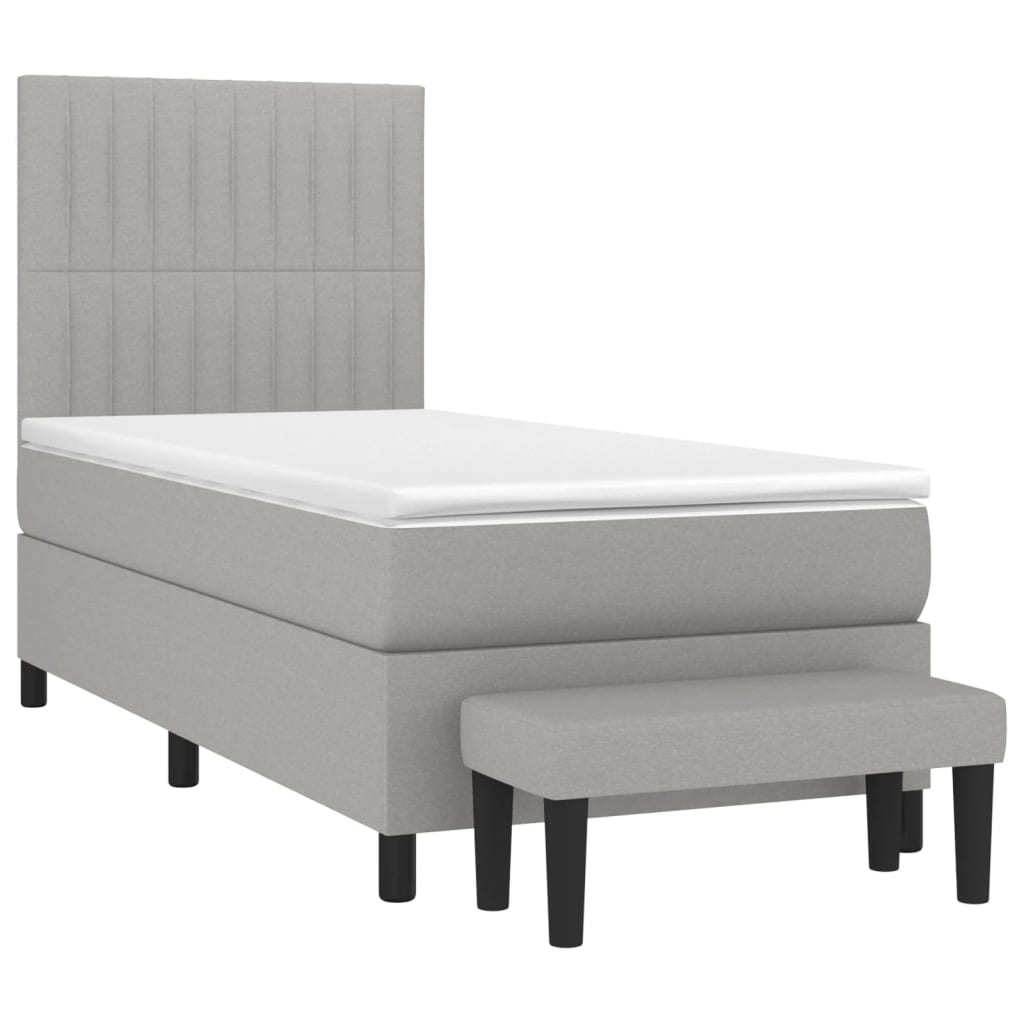 vidaXL Κρεβάτι Boxspring με Στρώμα Ανοιχτό Γκρι 80x200 εκ. Υφασμάτινο
