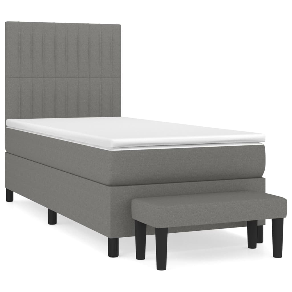vidaXL Κρεβάτι Boxspring με Στρώμα Σκούρο Γκρι 80x200 εκ. Υφασμάτινο