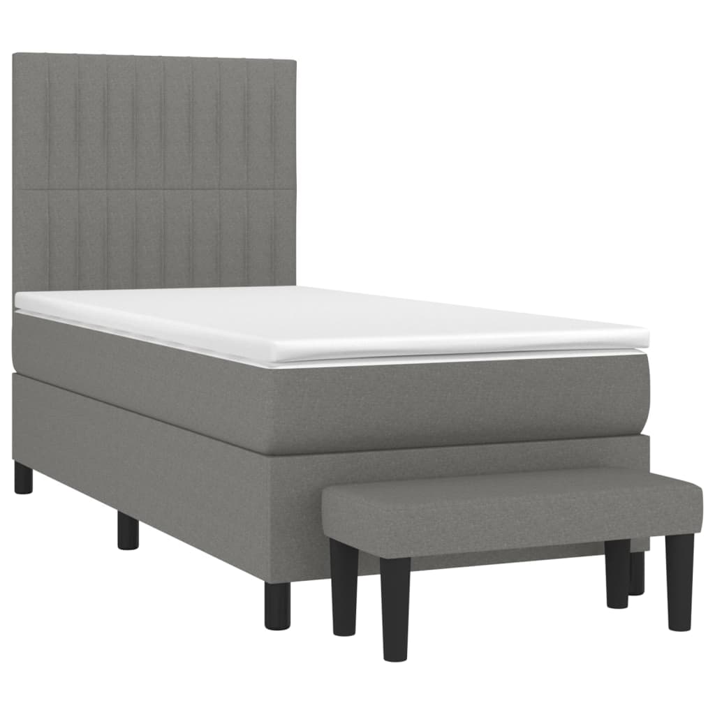 vidaXL Κρεβάτι Boxspring με Στρώμα Σκούρο Γκρι 80x200 εκ. Υφασμάτινο